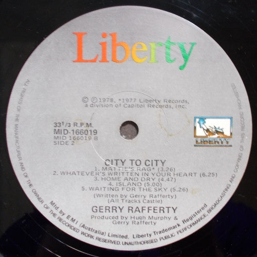 Gerry Rafferty : City To City (LP, Album, RE)