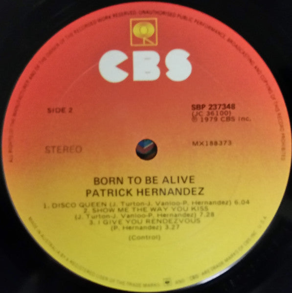 Patrick Hernandez : Born To Be Alive (LP, Album)