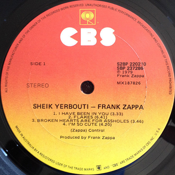 Frank Zappa : Sheik Yerbouti (2xLP, Album, Aut)