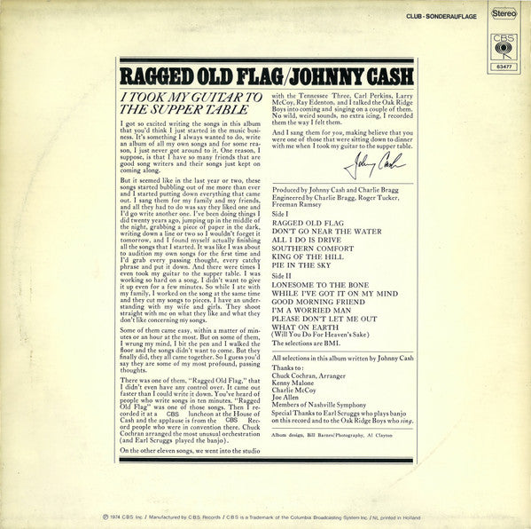 Johnny Cash : Ragged Old Flag (LP, Album, Club)
