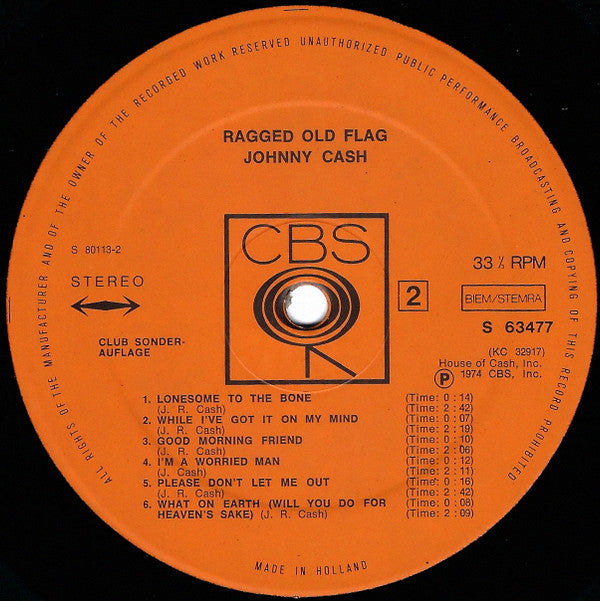 Johnny Cash : Ragged Old Flag (LP, Album, Club)