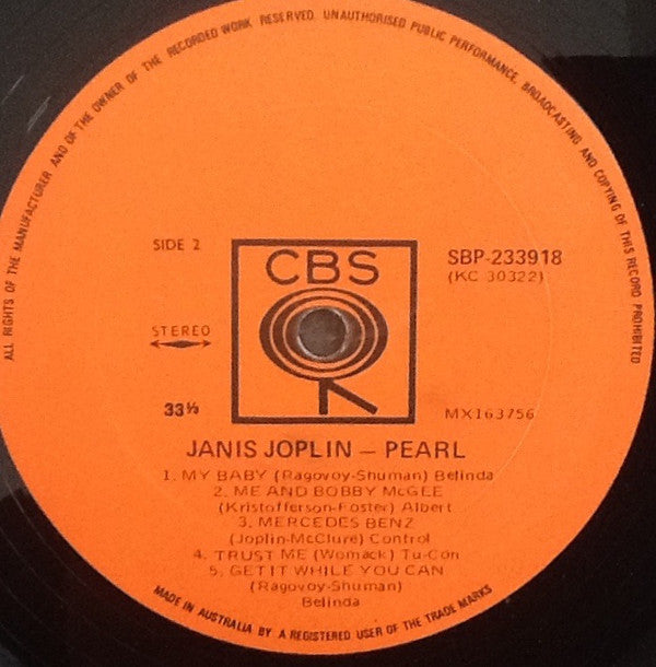Janis Joplin : Pearl (LP, Album)