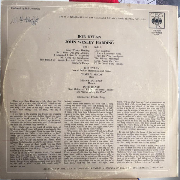 Bob Dylan : John Wesley Harding (LP, Album)