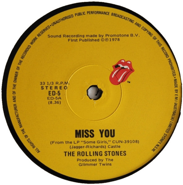 The Rolling Stones : Miss You (12", Single)