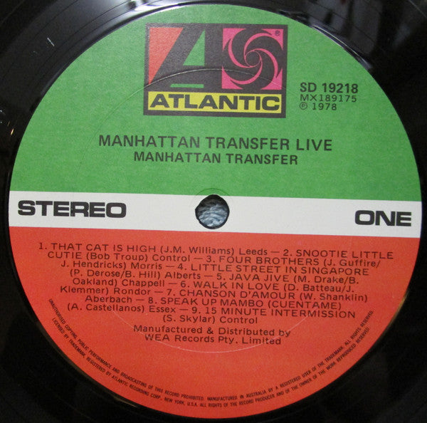 The Manhattan Transfer : Live (LP, Album)
