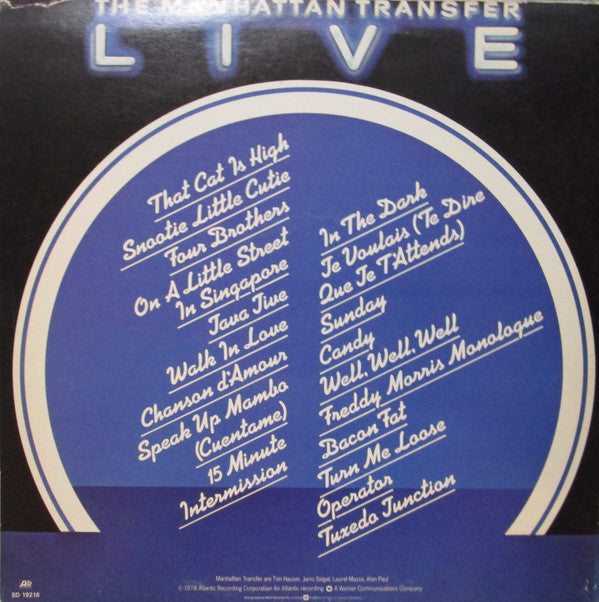 The Manhattan Transfer : Live (LP, Album)