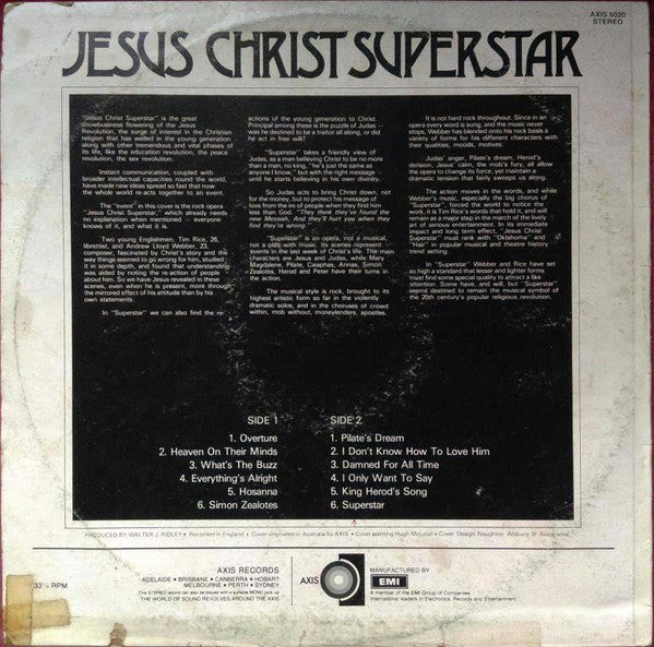 Andrew Lloyd Webber And Tim Rice : Jesus Christ Superstar A Rock Opera By Tim Rice And Andrew Lloyd Webber (LP, Album)
