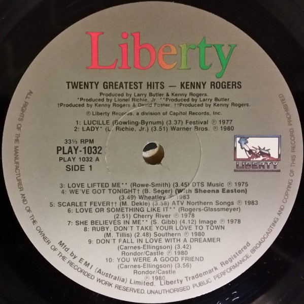 Kenny Rogers : Twenty Greatest Hits (LP, Comp)