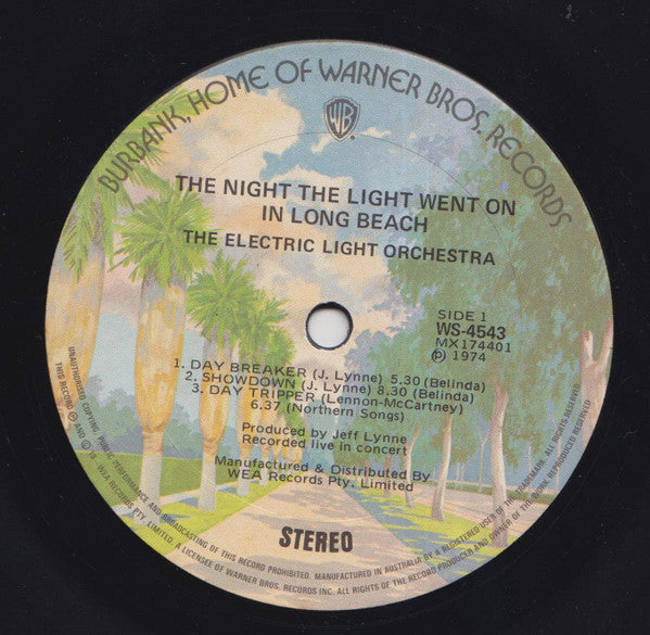 Electric Light Orchestra : The Night The Light Went On In Longbeach (LP, Album, Gat)