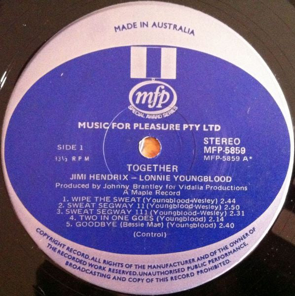 Jimi Hendrix and Lonnie Youngblood : Together (LP, Album)