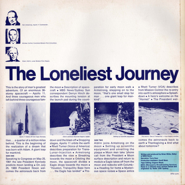 Terry Dear, Neil Armstrong (2), Michael Collins (2), Edwin Aldrin : The Loneliest Journey (LP)