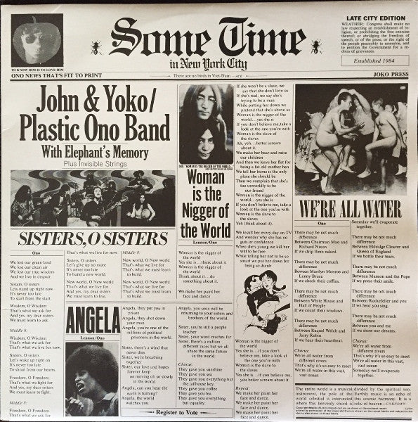 John Lennon & Yoko Ono / The Plastic Ono Band With Elephants Memory Plus Invisible Strings : Some Time In New York City (2xLP, Album, RE, Gat)