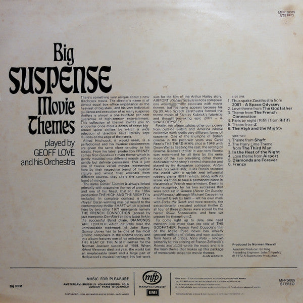 Geoff Love And His Orchestra* : Big Suspense Movie Themes (LP, Album)