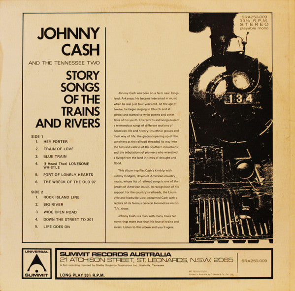Johnny Cash & The Tennessee Two : Story Songs Of The Trains And Rivers (LP, Comp)