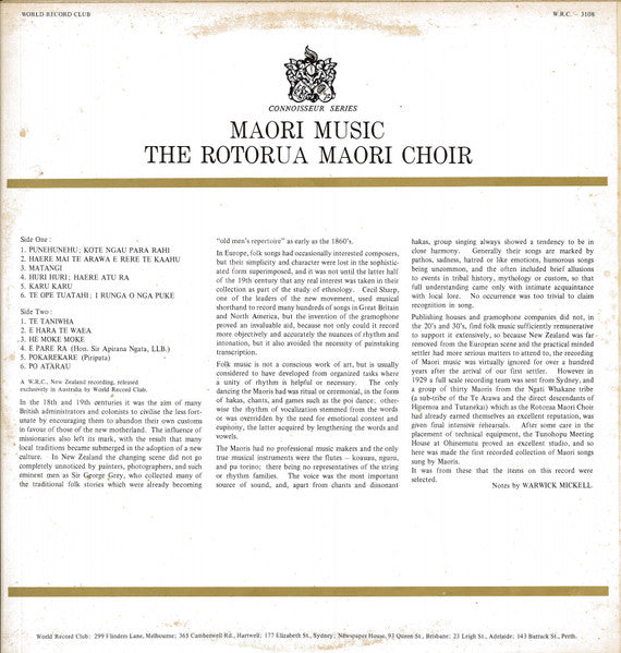 Rotorua Maori Choir : Maori Music (LP, Album, Mono, Club)
