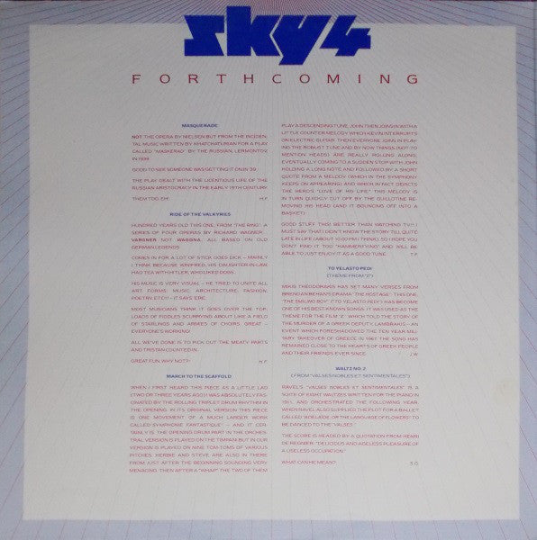 Sky (4) : Sky 4 Forthcoming (LP, Album, RE)