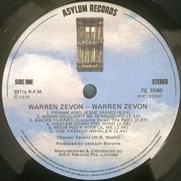 Warren Zevon : Warren Zevon (LP, Album)