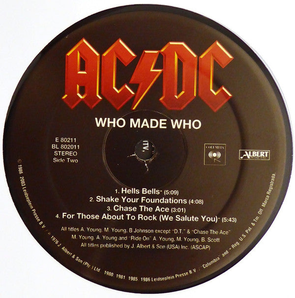 AC/DC : Who Made Who (LP, Album, Comp, RE, RM, 180)