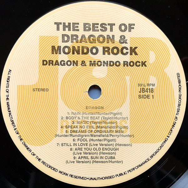 Dragon (5) / Mondo Rock : The Best Of Dragon & Mondo Rock (LP, Comp)