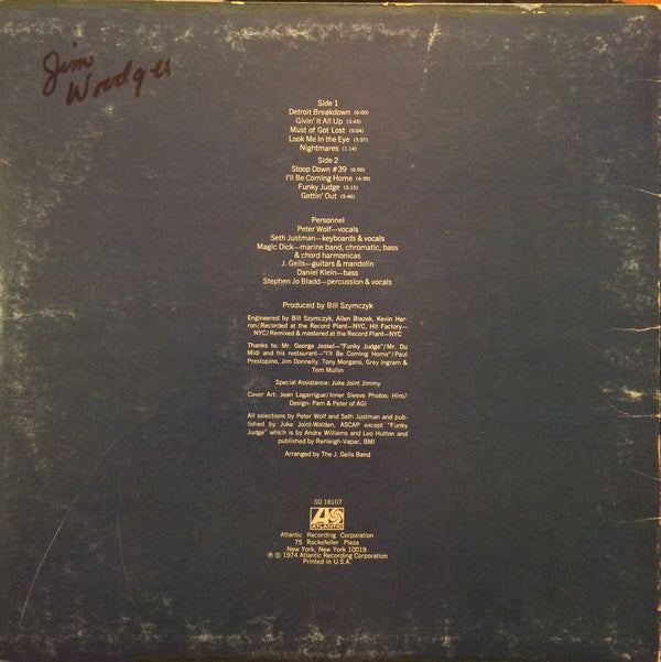 The J. Geils Band : Nightmares ...And Other Tales From The Vinyl Jungle (LP, Album)