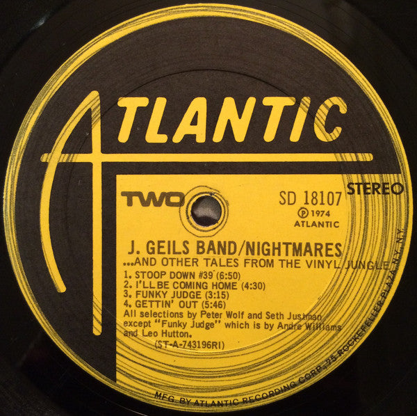 The J. Geils Band : Nightmares ...And Other Tales From The Vinyl Jungle (LP, Album)
