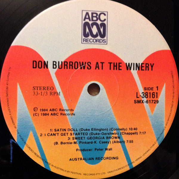 Don Burrows : Burrows At The Winery (LP, Album)