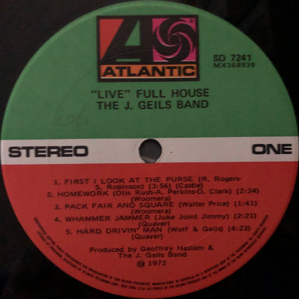 The J. Geils Band : "Live" Full House (LP, Album)