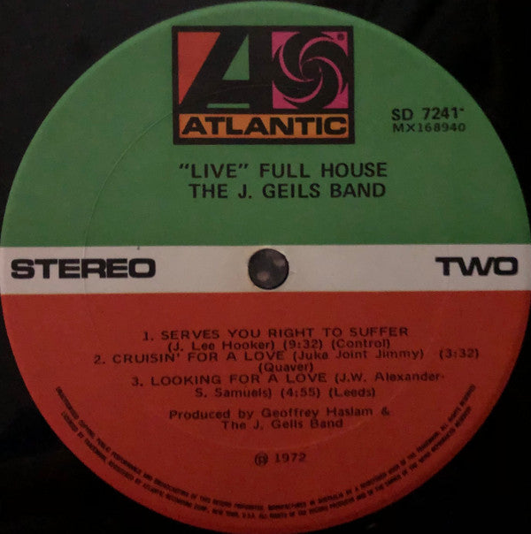 The J. Geils Band : "Live" Full House (LP, Album)