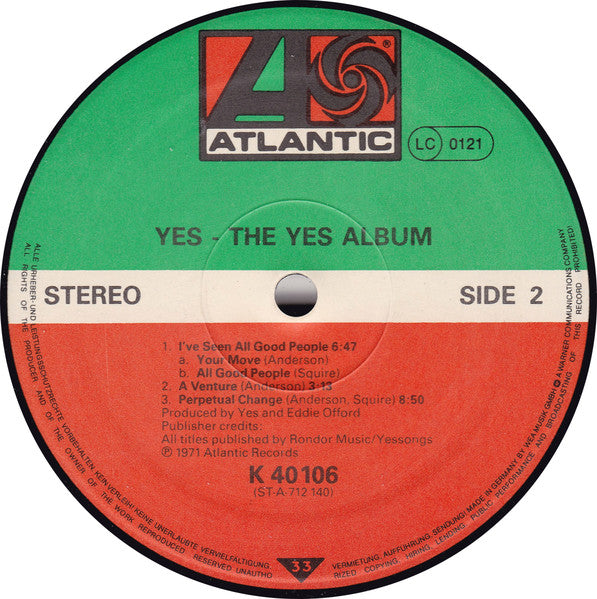 Yes : The Yes Album (LP, Album, RE, Gat)