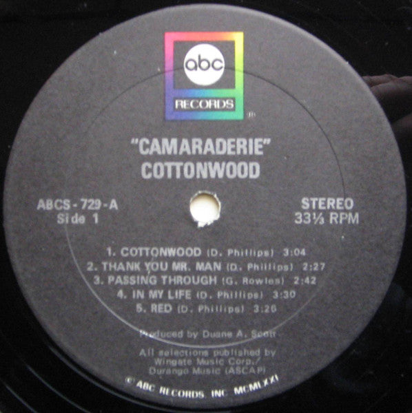 Cottonwood : Camaraderie (LP, Album, Tru)