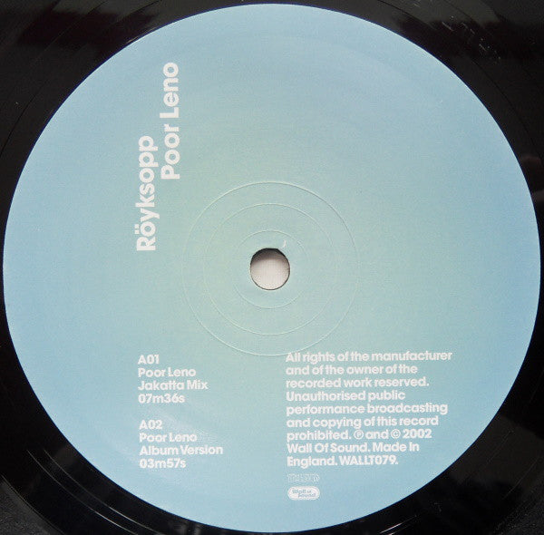 Röyksopp : Poor Leno (12")