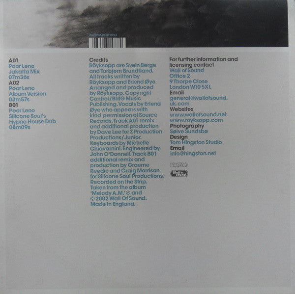 Röyksopp : Poor Leno (12")