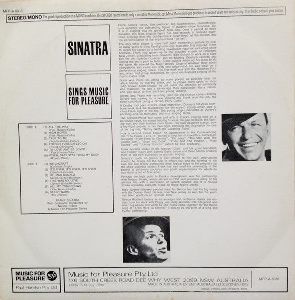 Frank Sinatra : Sinatra Sings Music For Pleasure (LP, Comp)