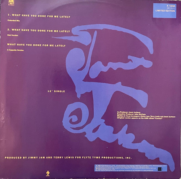 Janet Jackson : What Have You Done For Me Lately (12", Single, Ltd)