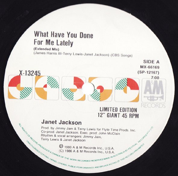 Janet Jackson : What Have You Done For Me Lately (12", Single, Ltd)