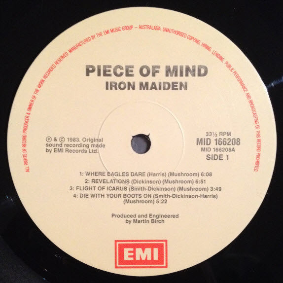 Iron Maiden : Piece Of Mind (LP, Album, RE, Gat)