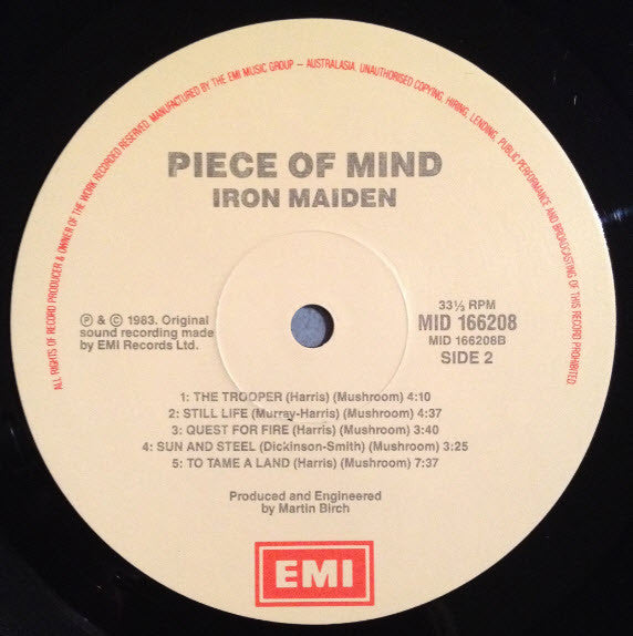 Iron Maiden : Piece Of Mind (LP, Album, RE, Gat)