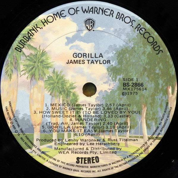 James Taylor (2) : Gorilla (LP, Album)