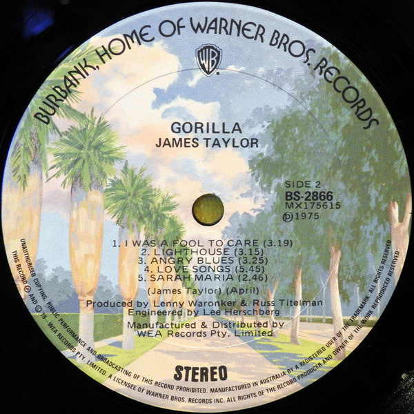 James Taylor (2) : Gorilla (LP, Album)