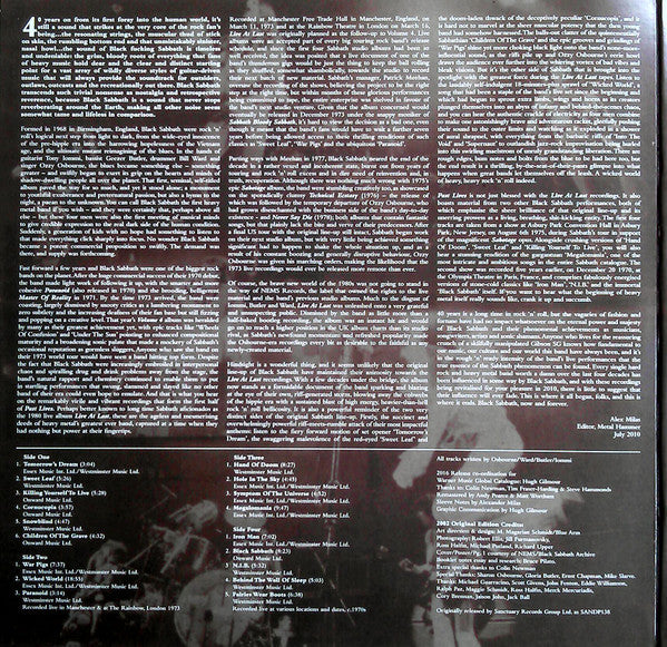 Black Sabbath : Past Lives (2xLP, Album, Dlx, RE, RM, 180)