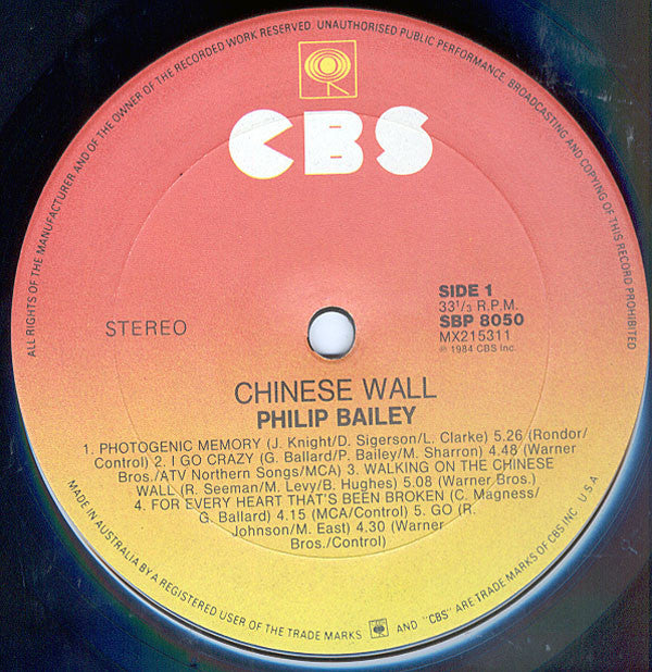 Philip Bailey : Chinese Wall (LP, Album)