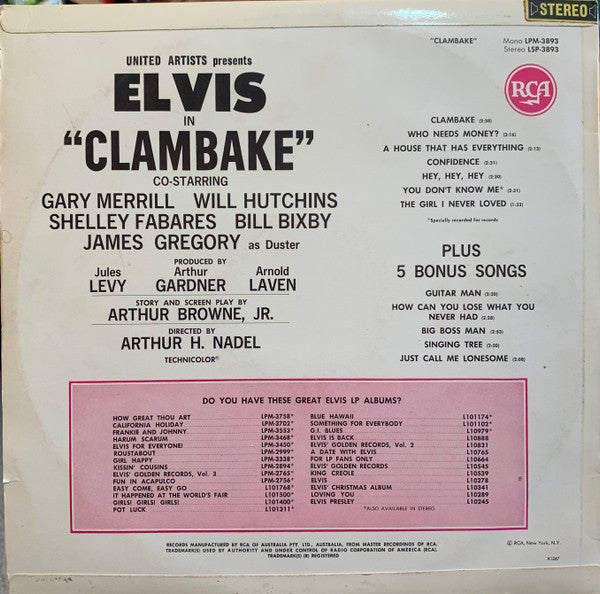 Elvis* : Clambake (LP, Album)