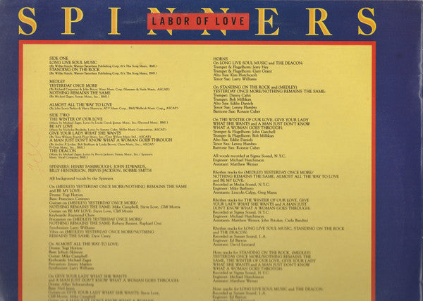 Spinners : Labor Of Love (LP, Album)