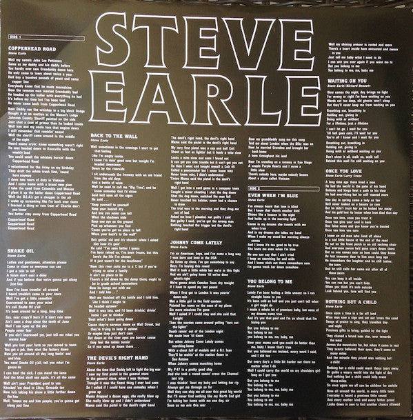 Steve Earle : Copperhead Road (LP, Album, RE)