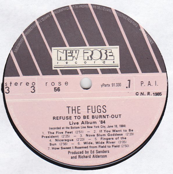 The Fugs : Refuse To Be Burnt-Out (Live Album '84) (LP, Album)