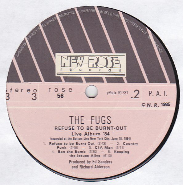 The Fugs : Refuse To Be Burnt-Out (Live Album '84) (LP, Album)