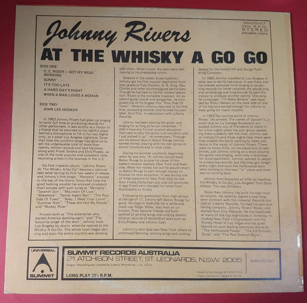 Johnny Rivers : Johnny Rivers At The Whisky À Go-Go (LP, Album, RE)
