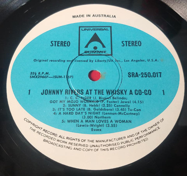 Johnny Rivers : Johnny Rivers At The Whisky À Go-Go (LP, Album, RE)