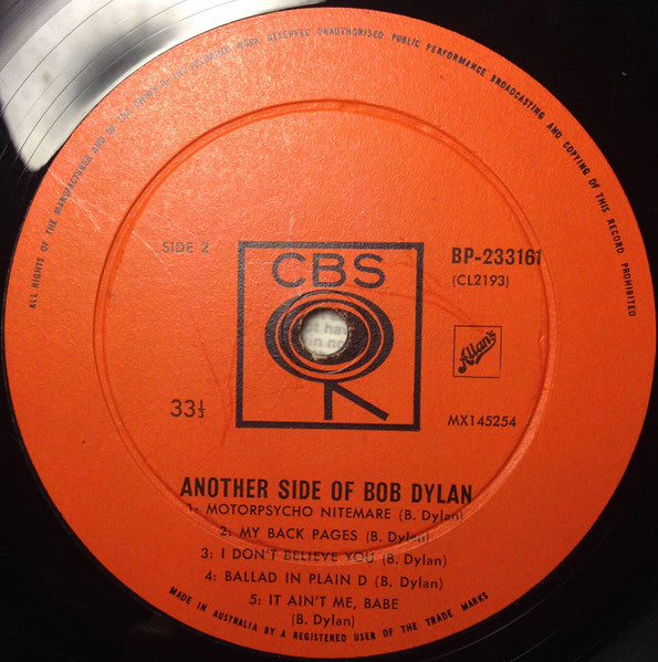 Bob Dylan : Another Side Of Bob Dylan (LP, Album, Mono)