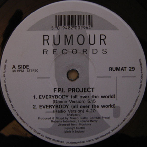 FPI Project : Everybody (All Over The World) (12")